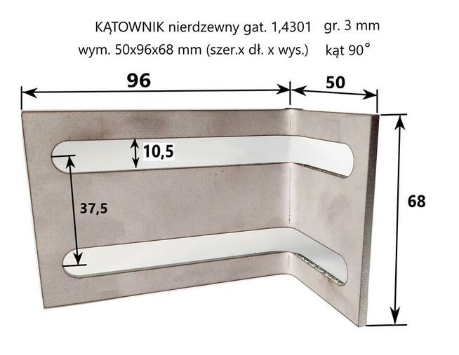 KĄTOWNIK NIERDZEWNY 96 x 50 mm gr 3 mm