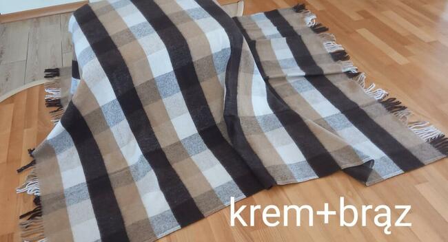 koc wełniany z wełny owczej wełana 100% polski narzuta pled