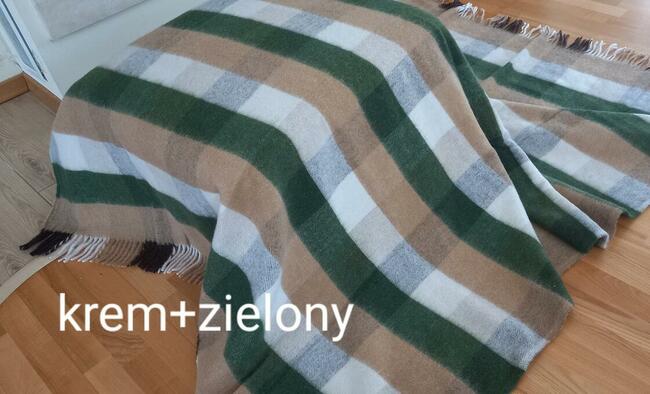 koc wełniany z wełny owczej wełana 100% polski narzuta pled