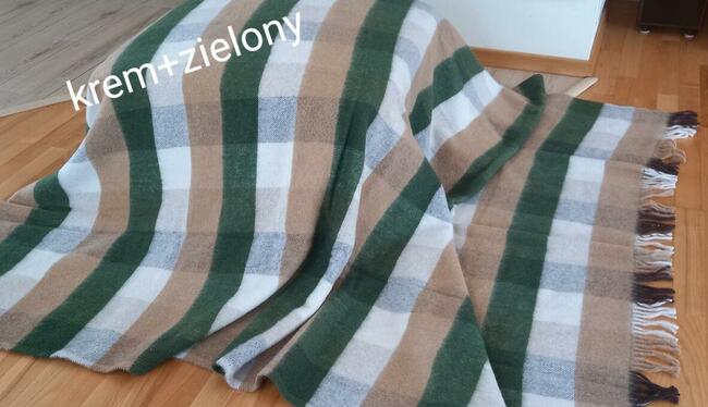 koc wełniany z wełny owczej wełana 100% polski narzuta pled