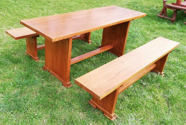 Meble ogrodowe jesionowe stół, ławki