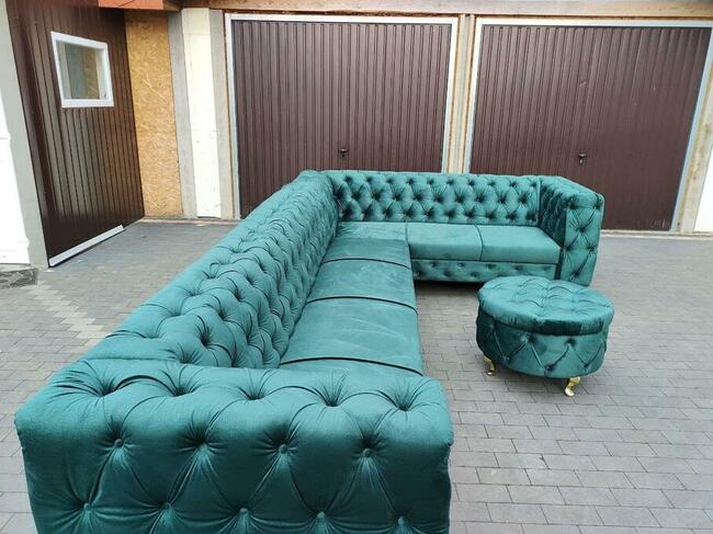 Narożnik chesterfield głęboko pikowany glamour f spania