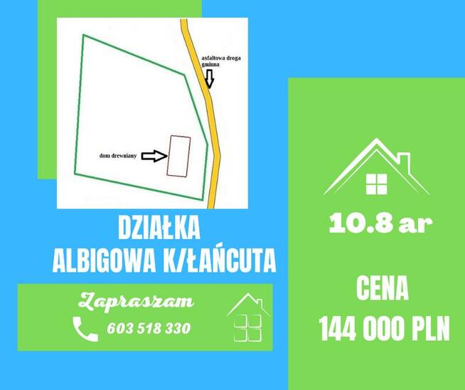 Działka z domem drewnianym, 10.8ar, Albigowa k/Łańcuta