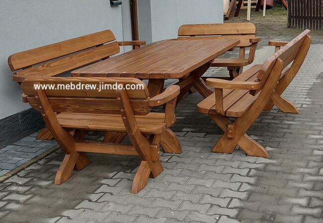 stół + 4 ławki 120cm/120cm