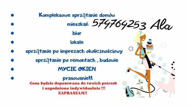 Sprzątanie mieszkań, Domów, Biur, Lokale, Mycie okien