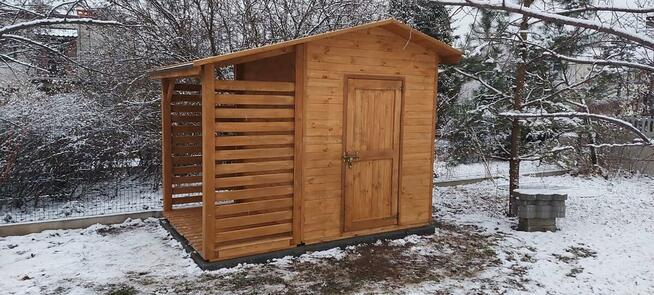 Domek narzędziowy 2 x 2m + drewutnia 1,1 x 2m dach dwuspadow