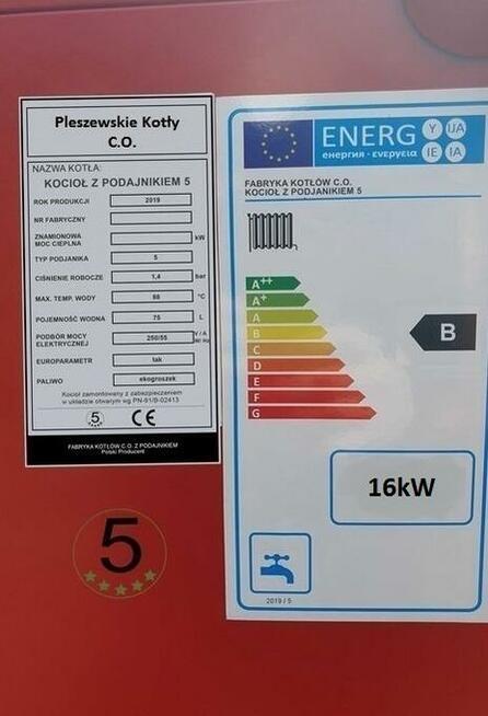 KOCIOŁ PIEC ZASYPOWY 16kW do 140m2 na drewno węgiel Dowóz Gr