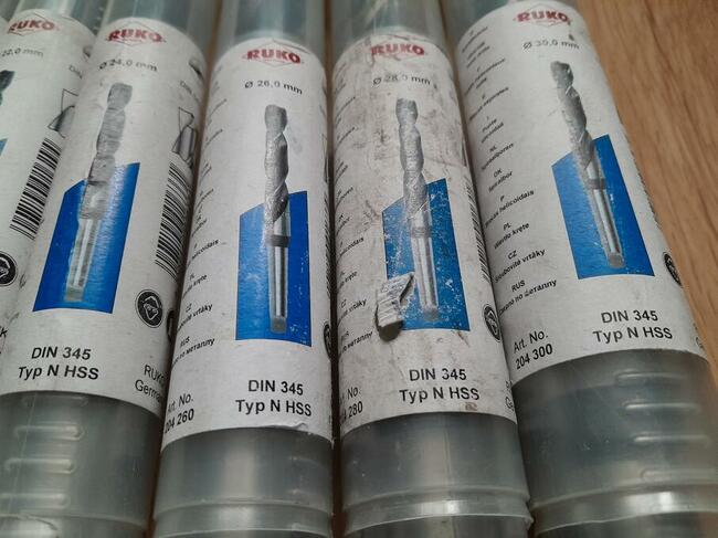 Wiertła wiertło RUKO różne od 16 do 30mm DIN 345 typ N HSS