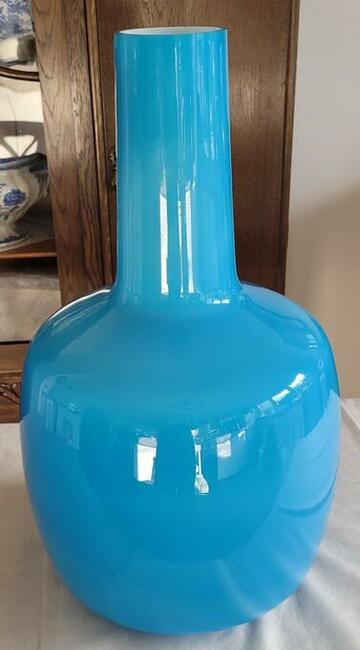 Wielki wazon butla dwuwarstwowe szkło Incamiciato błękit tur
