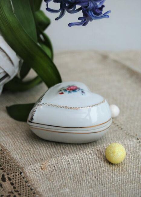 Puzderko szkatułka serce porcelana Ćmielów vintage