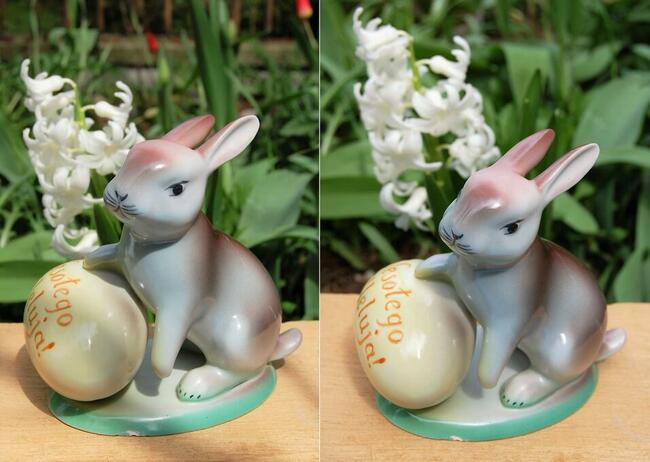 Zając Wesołego Alleluja figurka porcelana Ćmielów vintage