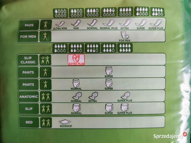 Pieluchomajtki Pampersy dla dorosłych 30szt UNISEX Obwód 140