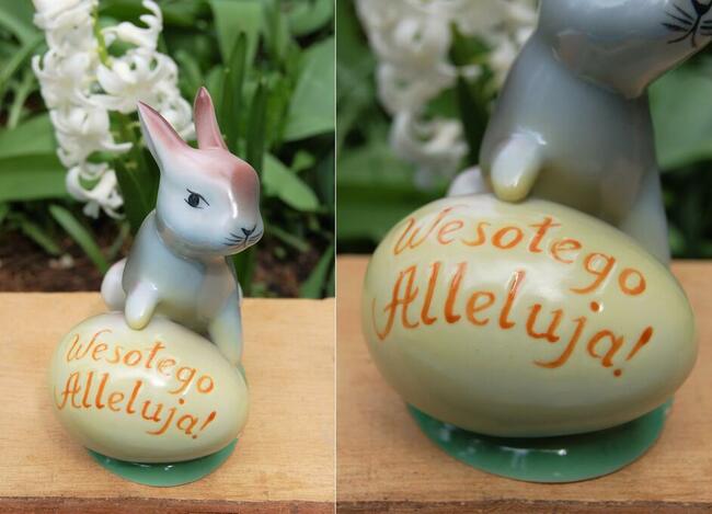 Zając Wesołego Alleluja figurka porcelana Ćmielów vintage