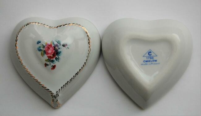 Puzderko szkatułka serce porcelana Ćmielów vintage