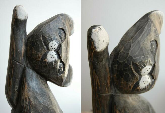 Kot, figura, rzeźba z drewna egzotycznego mango, 60 cm