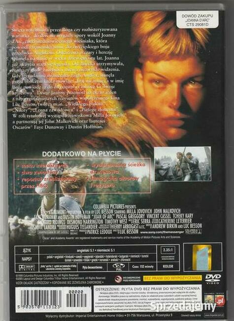 JOANNA DARC Milla Jovovich DVD