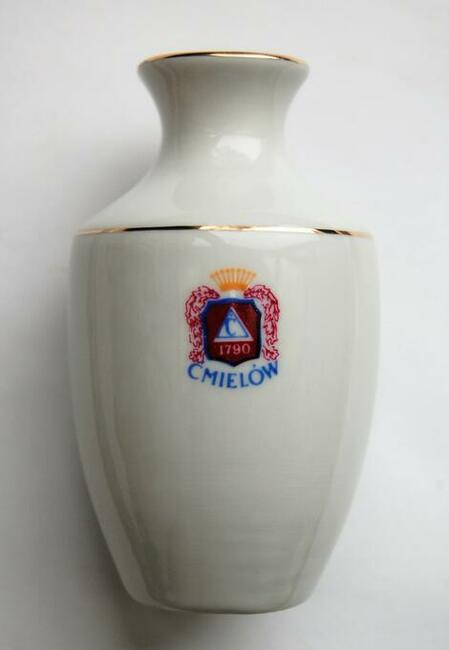 Wazonik róża konwalie relief porcelana Ćmielów