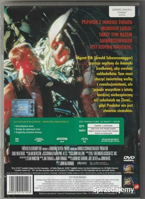 PREDATOR Arnold Schwarzenegger DVD