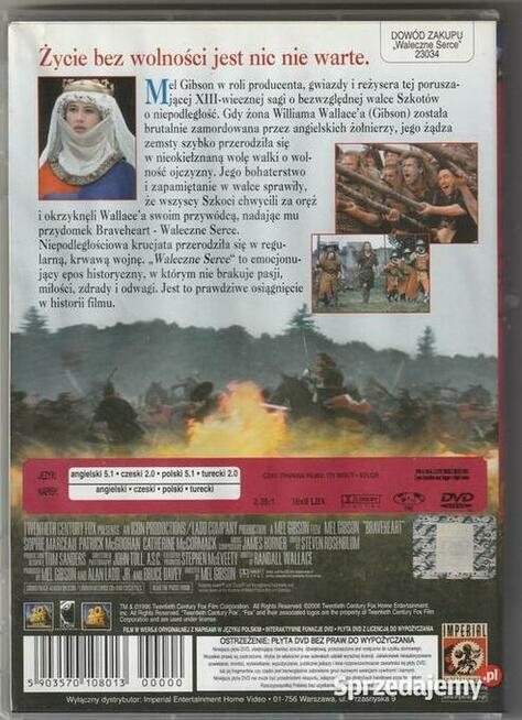 Braveheart. Waleczne Serce Mel Gibson DVD