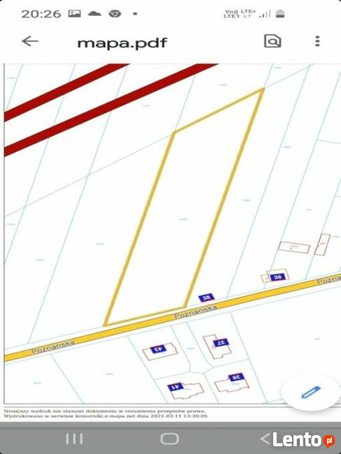 Działka budowlana Głuchowo gm. Komorniki, Poznańska