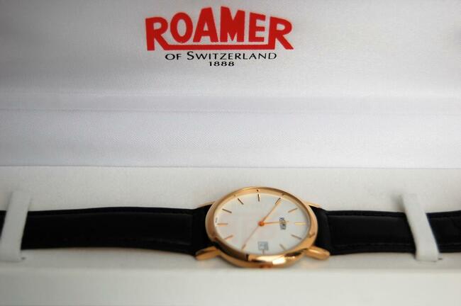 Zegarek męski Roamer of Switzerland 503.209 złoty skórzany