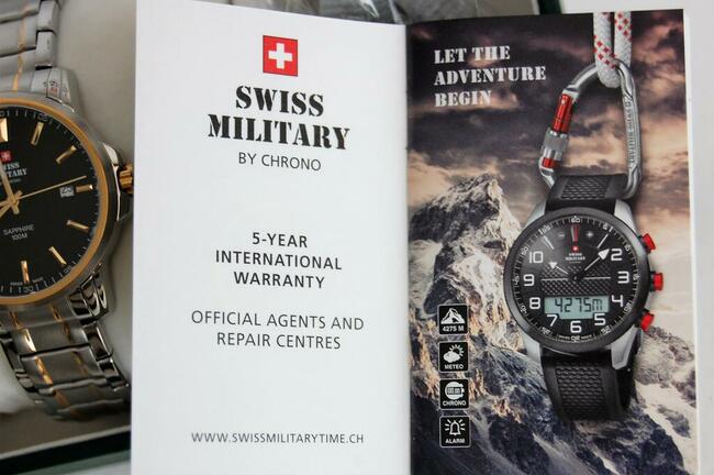 Zegarek męski Swiss Military by Chrono, stal, pozłacany