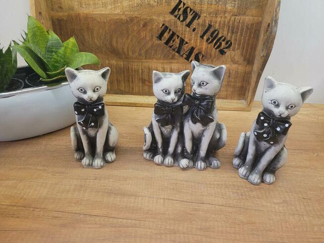 figurki dekoracyjne komplet kotkow kot koty gipsu dekoracja