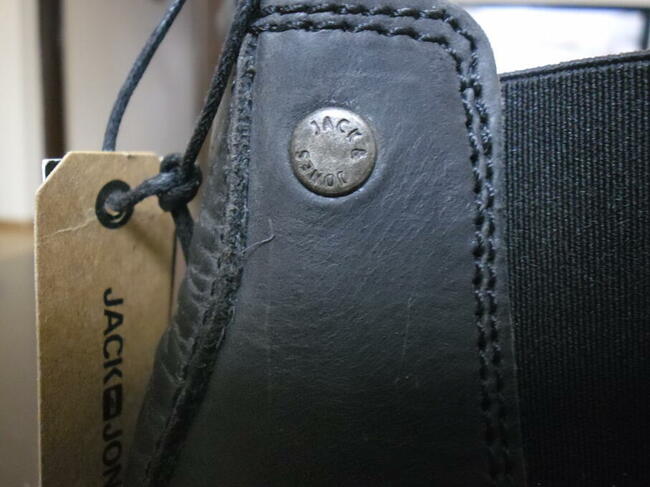 SZTYBLETY MĘSKIE CZARNE SKÓRA -JACK JONES