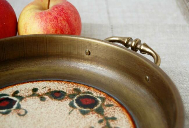 Patera mosiężna mosiądz ceramika antyk Szwajcaria