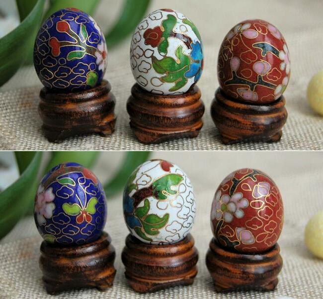Jajko emalia cloisonne mosiądz Chiny antyk vintage