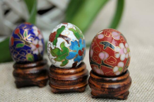 Jajko emalia cloisonne mosiądz Chiny antyk vintage