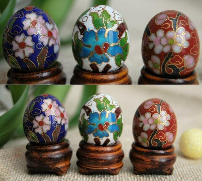 Jajko emalia cloisonne mosiądz Chiny antyk vintage