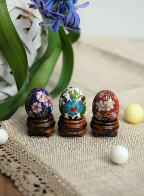 Jajko emalia cloisonne mosiądz Chiny antyk vintage