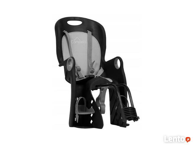 FOTELIK ROWEROWY CAMPELA SZARY DLA DZIECKA NA BAGAŻNIK RAMĘ