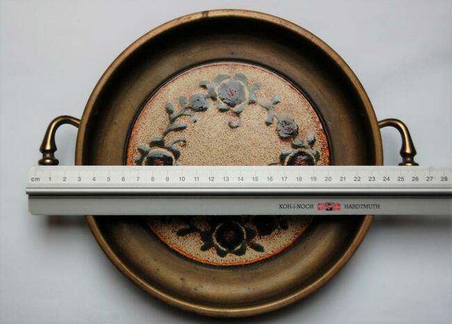 Patera mosiężna mosiądz ceramika antyk Szwajcaria