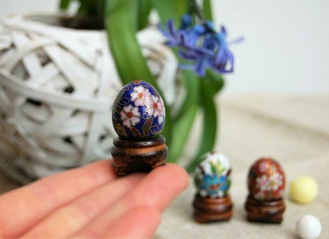 Jajko emalia cloisonne mosiądz Chiny antyk vintage