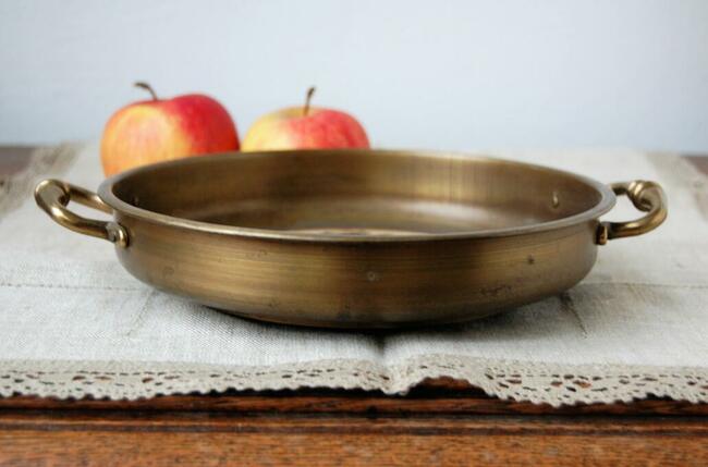 Patera mosiężna mosiądz ceramika antyk Szwajcaria