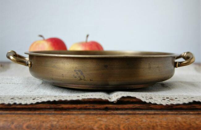 Patera mosiężna mosiądz ceramika antyk Szwajcaria