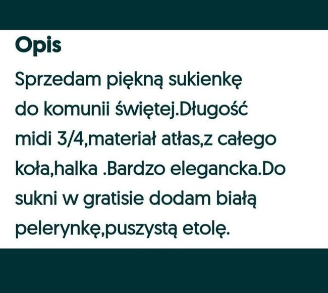 Sukienka do komunii świętej