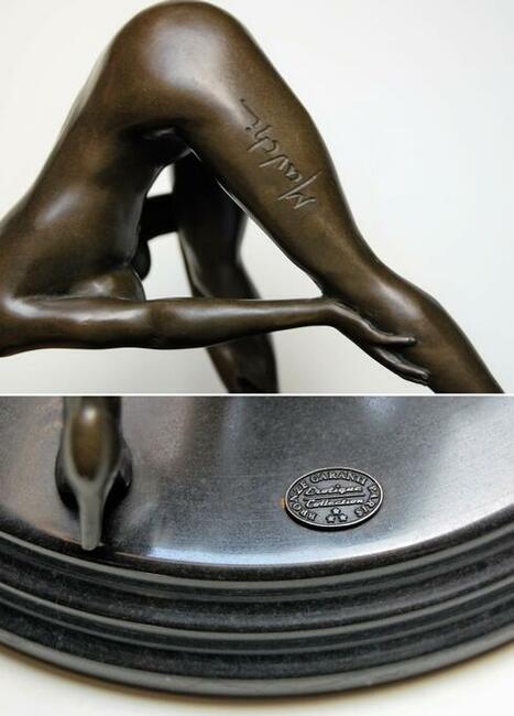 Naga kobieta akt erotyk rzeźba brąz Mavchi Francja vintage