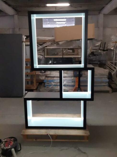Regał szafka ekspozycja 124 cm x 204 cm x 35 cm biały LED