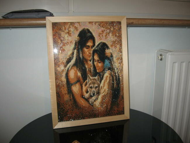 Obraz- rękodzieło, haft diamentowy- Indianie