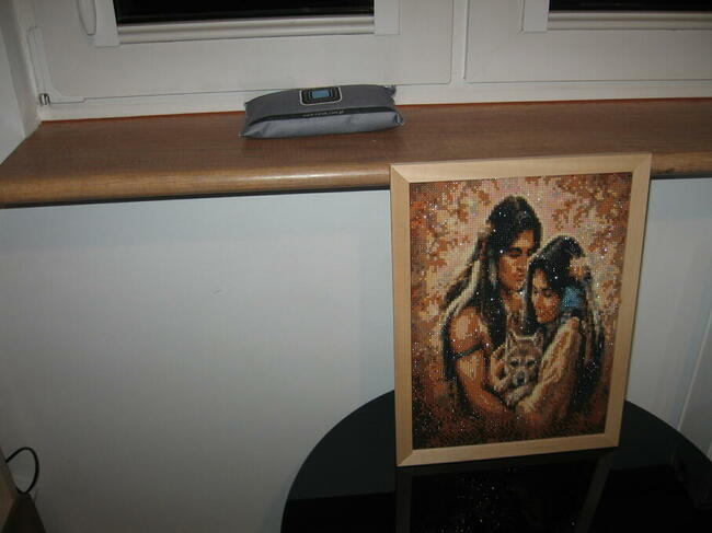 Obraz- rękodzieło, haft diamentowy- Indianie