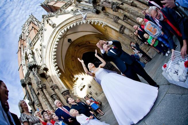 Białe gołębie na ślub