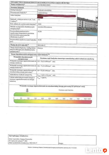 świadectwo charakterystyki energetycznej budynku