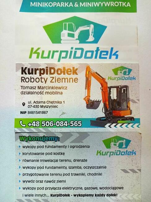 Usługi Minikoparką, małą wywrotką, Minikoparka.