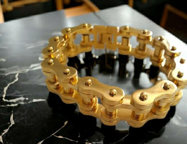 Gruba bransoletka męska na wzór łańcucha do motoru stal chir