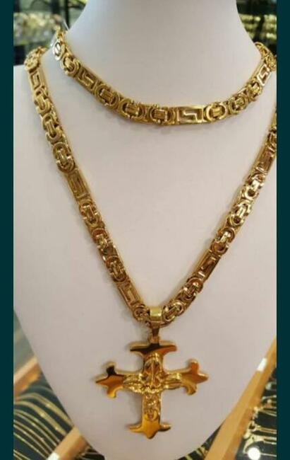 Komplet męski łańcuszek i krzyż stal 60 cm 1.1 c