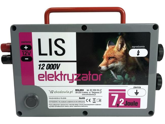 Elektryzator Pastuch elektryczny na lisy do 90km - LIS 7,2J