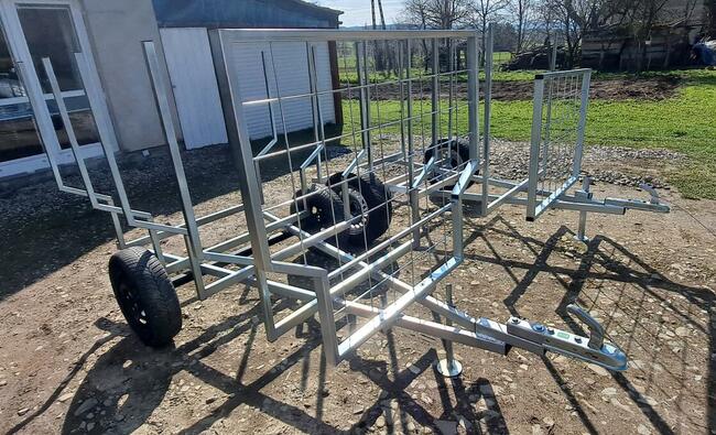 Przyczepa 3w1 na 2 mauzery 1000l kłonnice na drewno skrzynia